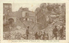 dm499 cartolina sora terremoto italia centrale 1915 piazza garibaldi frosinone