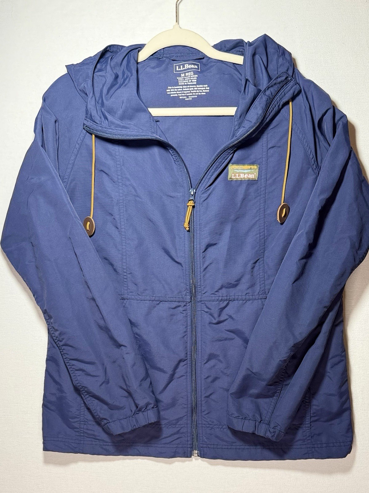 L.L.Bean Misses Blue Hooded Full Zip Windbreaker Jacket Size M Regular