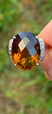 sterling silver 925 Smoky Quartz and diamond ring