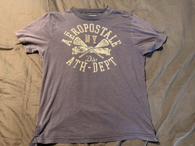 Aeropostale NY Ath Dept Graphic Tee XL Purple Distressed Logo Shirt