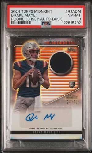 2024 TOPPS MIDNIGHT RC JSY AUTOS DUSK #RJADM DRAKE MAYE 64/75 PSA 8