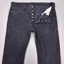 Levis 501 Jeans Mens 36x34 Black Button Fly Denim Pants Faded Classic Original
