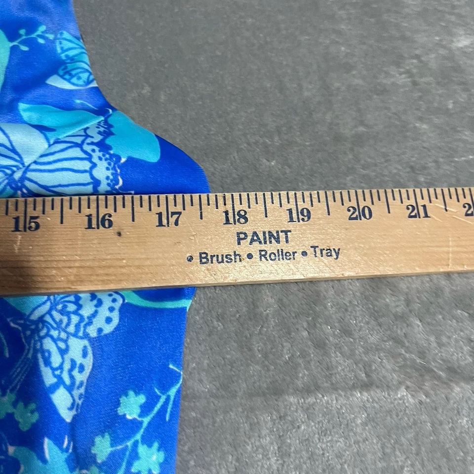 Maxi Vestido Vintage Vanda Key West Para Mujer 14 Azul Floral Mariposa Hippie Costero Foto 3 de 4