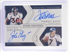 TERRELL DAVIS JOHN ELWAY 2024 NATIONAL TREASURES SYNCED AUTO /99 Q4832