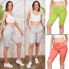 Italian Cotton Shorts for Ladies Open Ankle With Elasticated Drawstrings 
