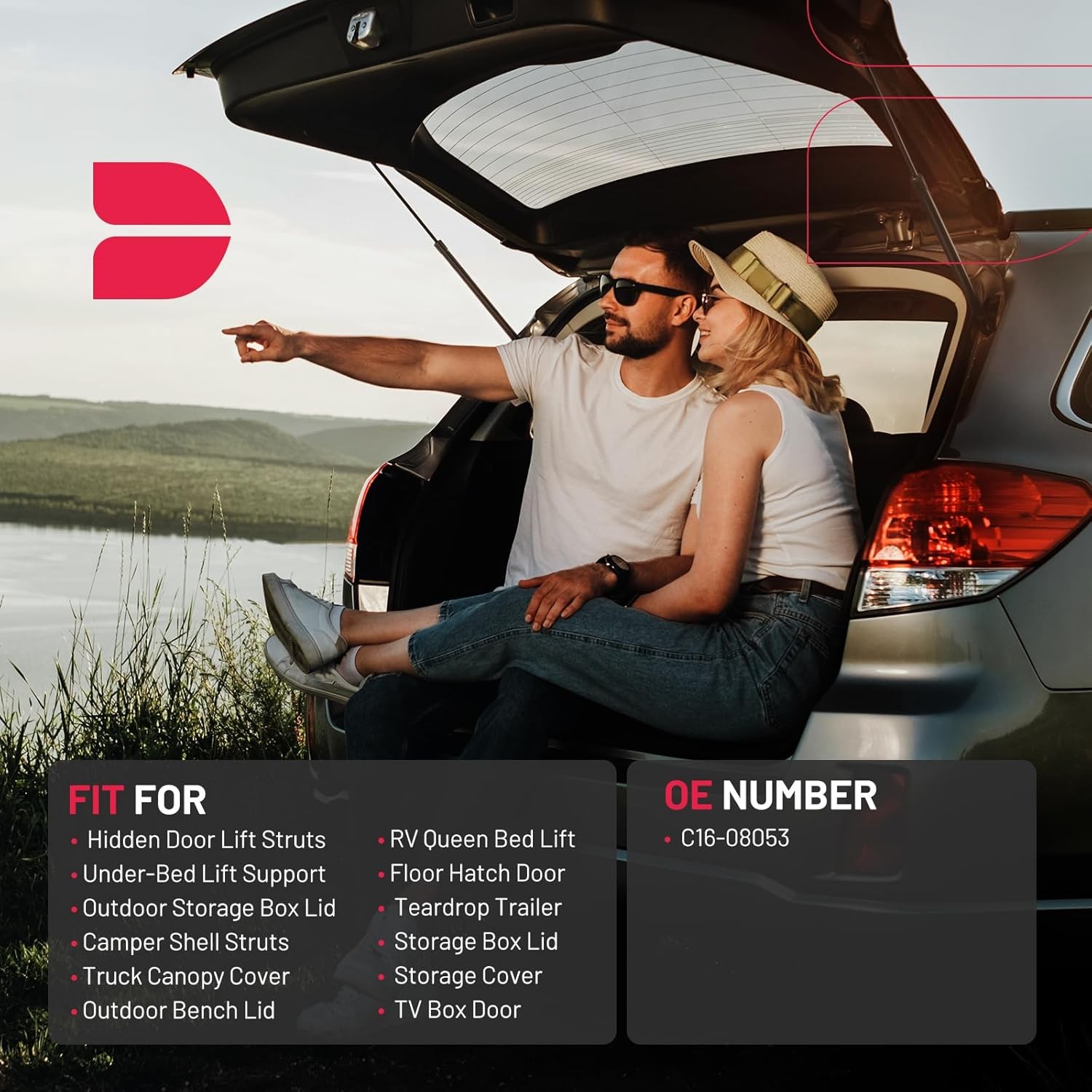 Pair 20in 80lb 356N Gas Shock Strut For Cabinet lid Door Outdoor Bench C16-08053