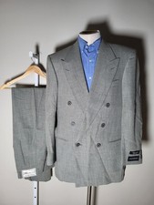 Vintage Yves Saint Laurent Gray Double Breasted 2 Piece Suit Jacket 40R Pants