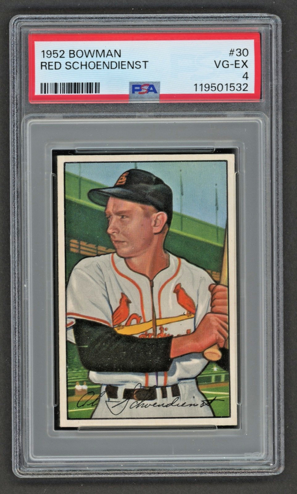 1952 Bowman #30 RED SCHOENDIENST PSA 4 VG-EX "New to the Hobby - HOF Legend"