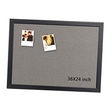 Bulletin Board 36 x 24 Inch, 100 Wood 36" x 24" Black Frame With Gray Fabric