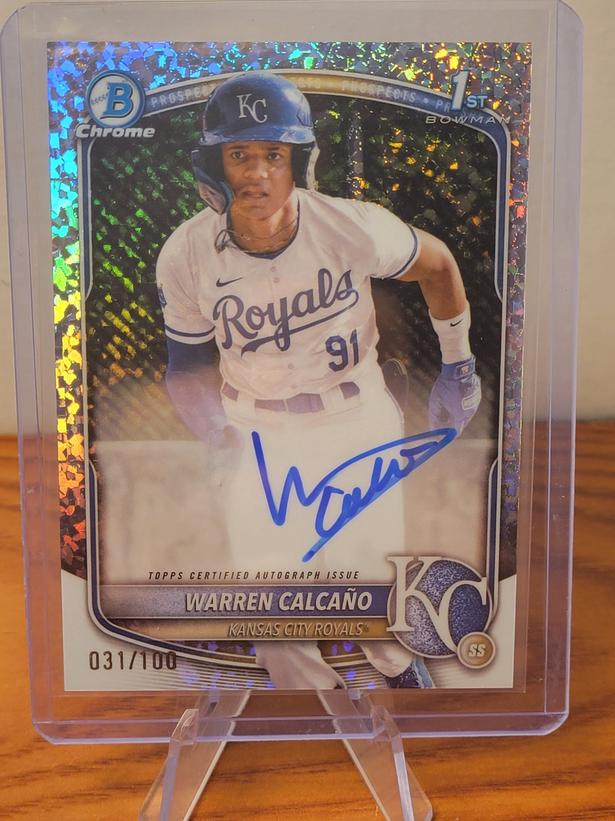 2025 Bowman Chrome Warren Calcano Mini Diamond Refractor /100 Auto Royals 1st