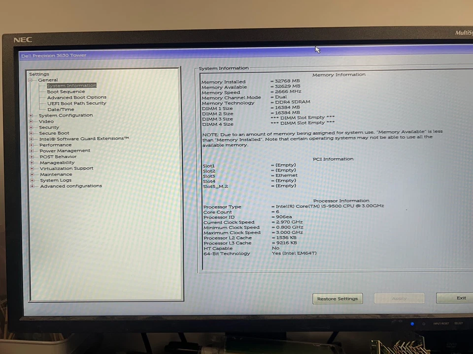 Dell Precision 3630 MT Intel Core i5-9500 3GHz, 32GB DDR4 RAM, NO DRIVE/OS #95 - Image 2 of 4