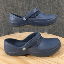 Crocs Mercy Work Shoes Womens 9 Comfort Slip On Slingback Clogs Blue Rubber