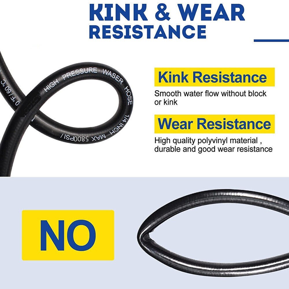 50 FT High Pressure Washer Hose 5800 PSI M22-14MM Power Washer Extension Hose US