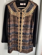 Ladies Chico Brand Gold Embellished Jacket size 1 6-8