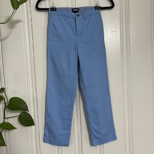 CHAPS Boys Light Blue Flat Front Slash Pockets Cotton Chino Pants size 7