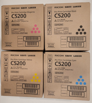 RICHO Pro C5200 純正トナー2色セット Genuine Ricoh Pro C5200 Full CMYK Toner Set 828422 828423 828424