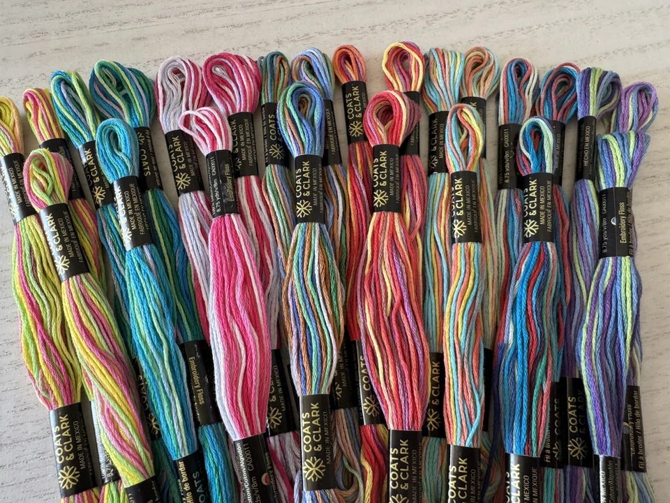Coats and Clark Cotton Embroidery Floss~Lot of 24 Skeins~Tie Dye Colors - Image 3 of 4