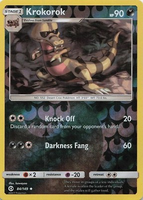 Krokorok Uncommon SM Base Set 84/149 LP Reverse Holofoil LP-MP