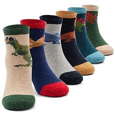 Boys Wool Socks Kids Thick Winter Socks Thermal Crew Socks 3-5T Mix Dinosaurs