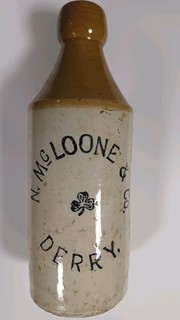 Old Irish Crockery Beer Bottle N McLoone & Co Derry Good Condition