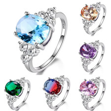 925 Sterling Silver Cubic Zirconia Oval Shaped Engagement Ring For Women Jewelry