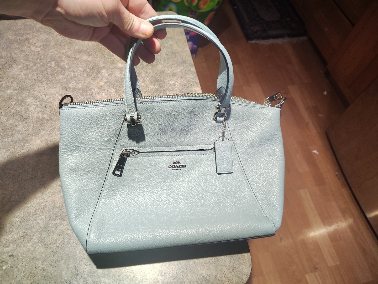 NWT Coach Sage Green Leather Pebble Prairie Satchel Crossbody Bag Purse 58874
