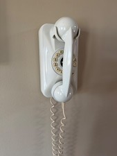 Pottery Barn Grand Wall Telephone Ivory Phone Vintage Retro Rotary Look w/ Cord