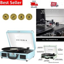 Turquoise 3-Speed Suitcase Turntable with Bluetooth Speakers   Music Anywhere 