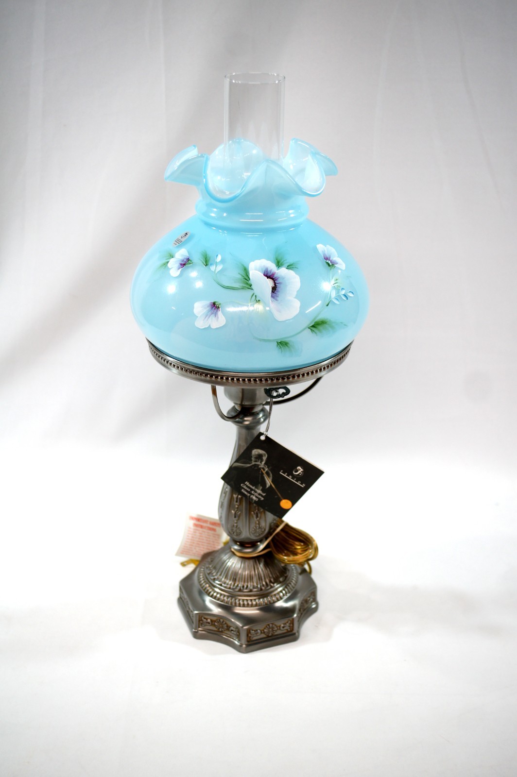 Fenton Glass 100 Anniversary Table Lamp Hand Painted by Tickie Willams NIB  #2