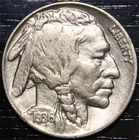 1936 Buffalo Nickel 5c US Coin Philadelphia mint