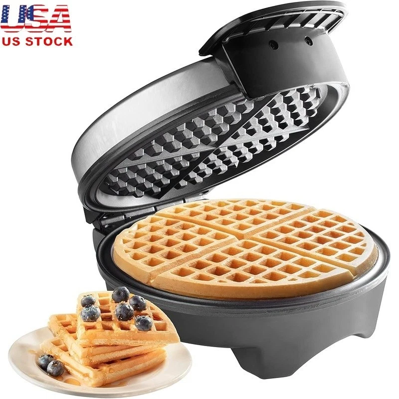 Nonstick Waffle Maker Electric Round Waffler Easy Cleanup Classic American Style