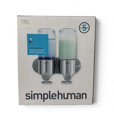 Simplehuman Wall Mount Shampoo and Soap Dispensers Stainless Steel Twin New