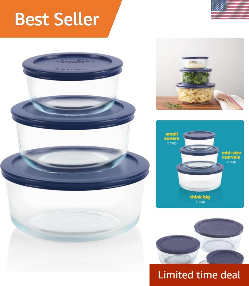 Simply Store 3-Pack Glass Food Storage Containers Set, 2, 4 & 7 Cup Meal Prep...