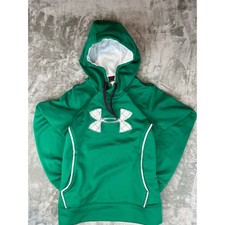 Under Armour Hoodie Womens Large Green Storm Fleece Pullover Logo Gym Casual