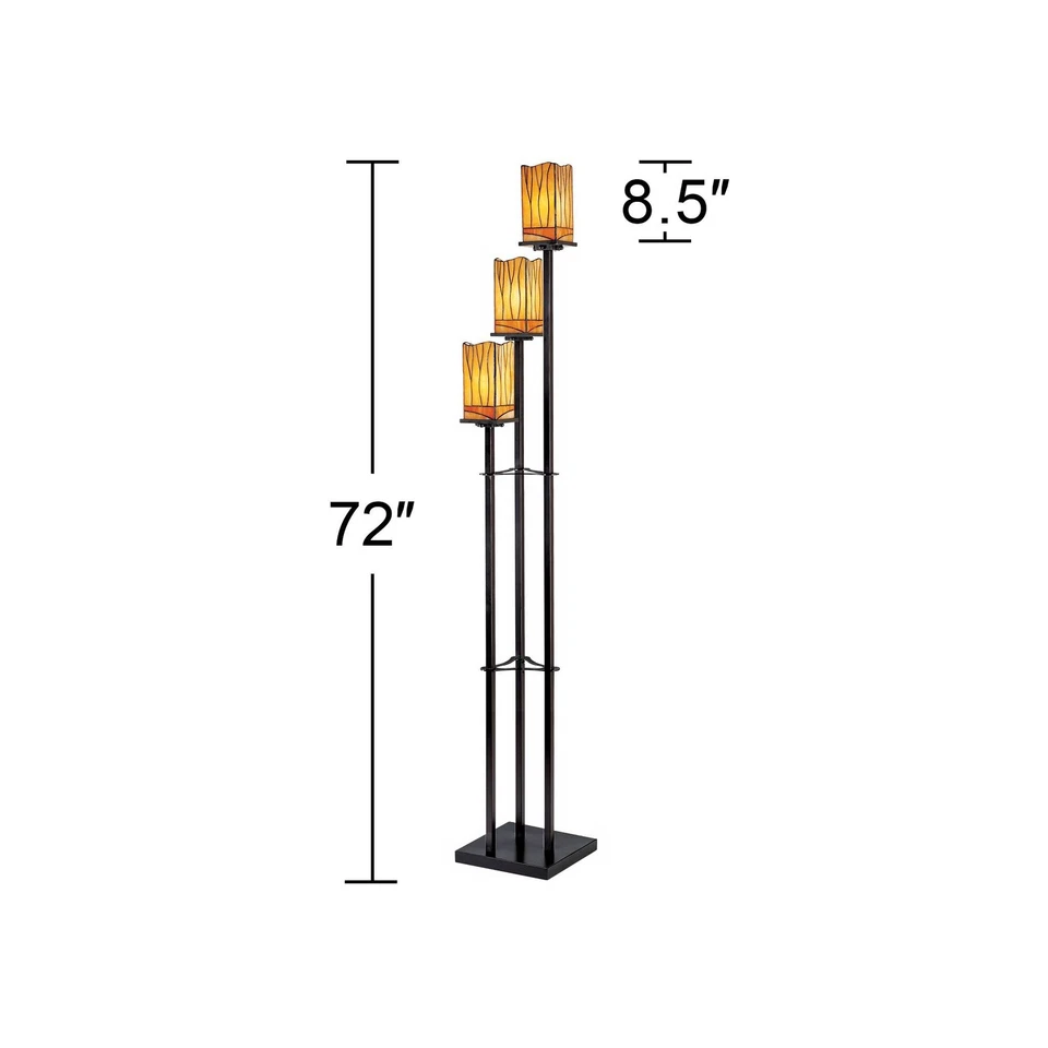Lámparas de pie estilo Sedona Tiffany 72" de alto bronce 3 luces para sala de estar dormitorio Foto 4 de 4