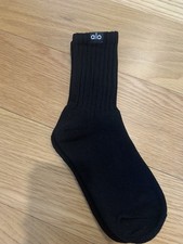 Alo Unisex Half-Crew Black Scrunch Socks Unisex Medium