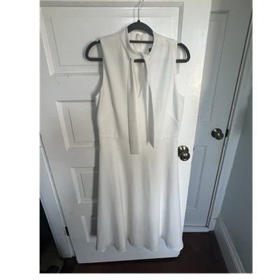 Maggy London White Sleeveless Tie Neck Midi A-Line Dress Size 8 | eBay