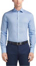 Tommy Hilfiger Men's Stretch Button Down Dress Shirt, Th Light Blue, M 15 34/35