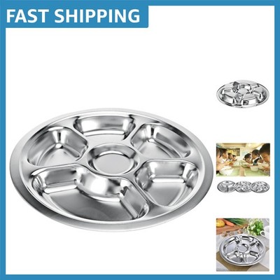 Versatile Stainless Steel 6-Section Plate - Great for Meals at Home or On the Go