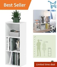 Wood Book Shelf 3-Cube Open Shelves Storage Organizer for Home Office Living ...