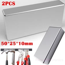 2PC Big Block Magnets Super Strong Pull N52 Neodymium Large Magnetic Rare Earth