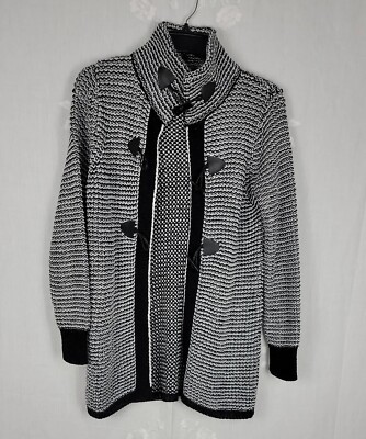 Cache Cache Women Sweater  Black White Long Sleeve Wool Acrylic   Size 1