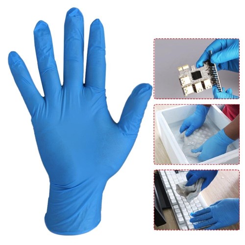 100 pc Blue Disposable Mechanic Gloves Powder Free Silicone Nitrile Tattoo Glove - Picture 3 of 12