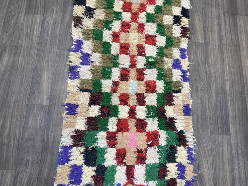 Geometric Moroccan Hand-knotted Wool Runner Rug Unique Tribal Hallway Carpet - Picture 6 of 11