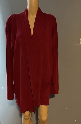 August Max Woman Plus Size 1X Red Cardigan Open Front NWT - Picture 2 of 11