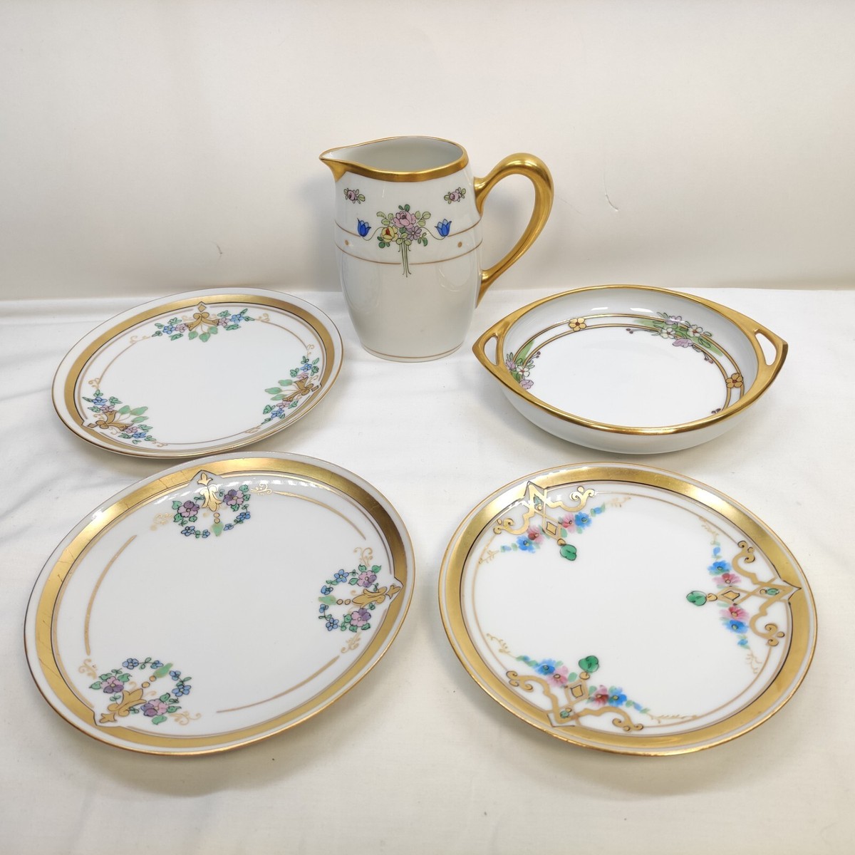 Pickard Hand Painted China Heavy Gold Floral Designs