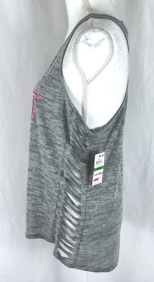 Camiseta sin mangas Material Girl Active Beat You to It recortada angustiada agotamiento gris L Foto 2 de 4