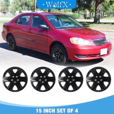 For 05-08 Toyota Corolla 15" Black Wheel Rim Cover Hubcaps w/Decoration Nuts 4Pc