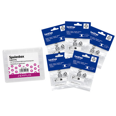 Semplix Spulenbox mit 50 original Brother Spulen Innov-is Modelle   Sparpack