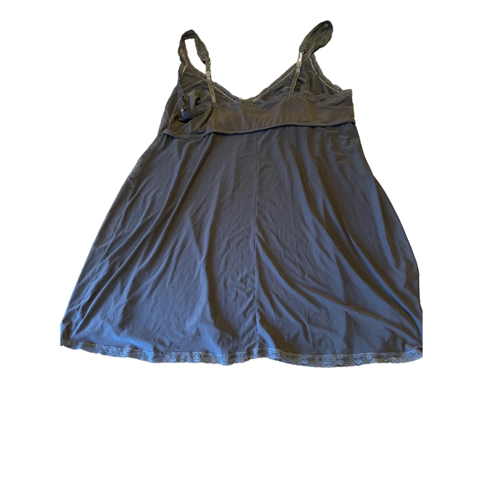 Babydoll Chemise Morgan Taylor Intimates para mujer con ribete de encaje negro 2X Foto 4 de 4